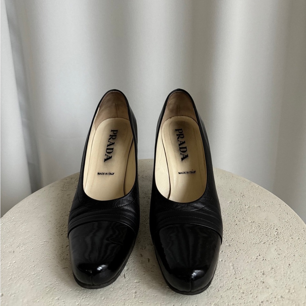 PRADA Black on Black Avant Garde Heels Sz 38